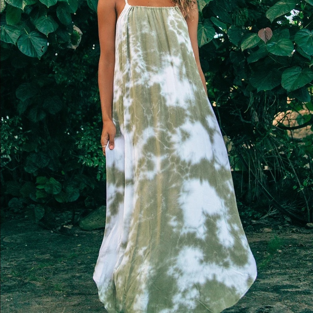 Sage Green Tie-Dye maxi Dress XS- NWT
